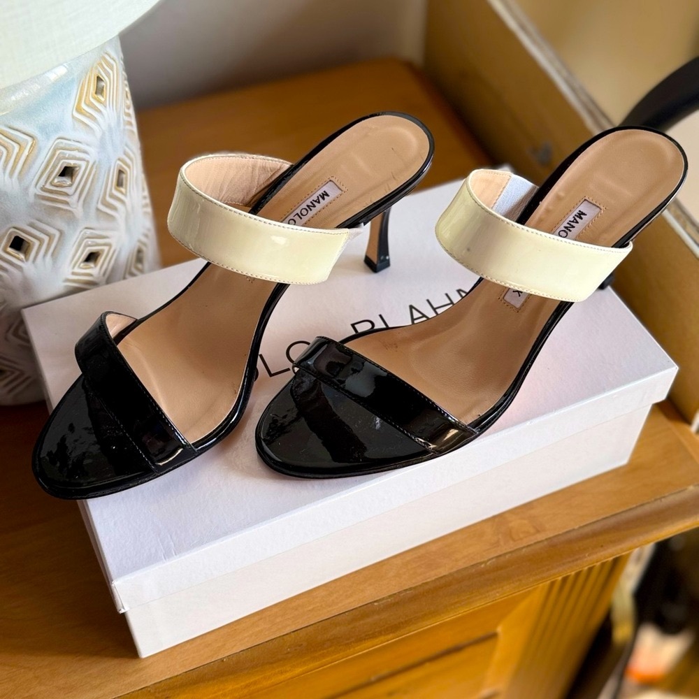 Manolo Blahnik Black and White Heels